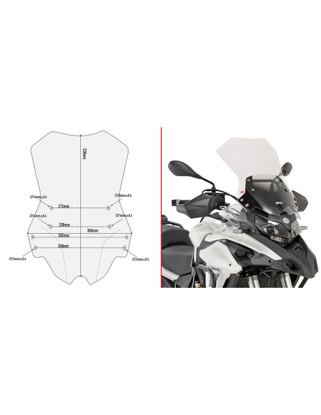 Bulle Givi D8703ST Benelli TRK 502 TRK 502 X 2018-2026 - Incolore