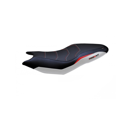 Housse de selle modèle Confort blanche et rouge TAPPEZZERIA - Avec logo brodé - TRIUMPH TRIDENT 660 2021-22