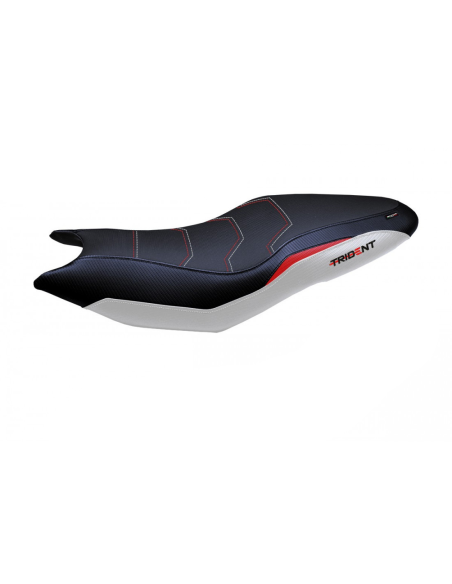 Housse de selle modèle Confort blanche et rouge TAPPEZZERIA - Avec logo brodé - TRIUMPH TRIDENT 660 2021-22