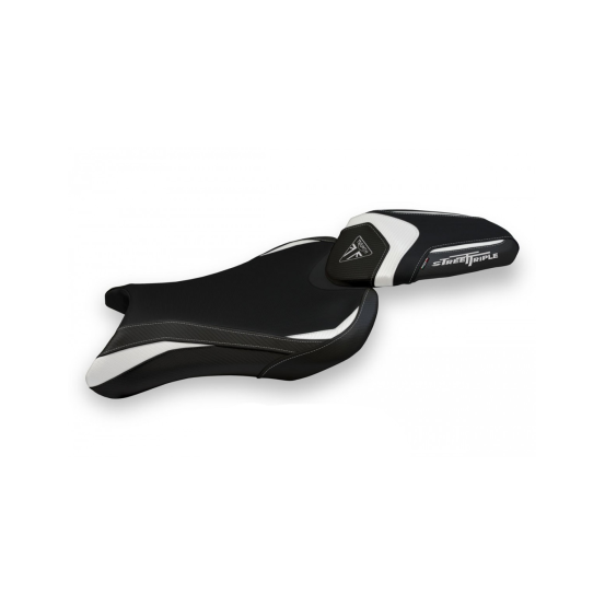Housse de selle blanche TAPPEZZERIA - Avec logo brodé - TRIUMPH STREET TRIPLE 2017-22