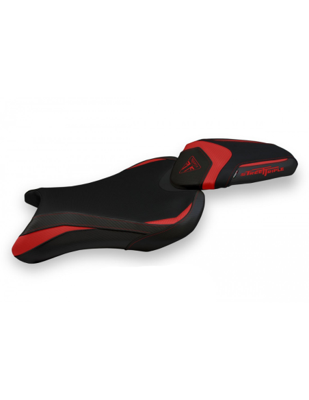 Housse de selle rouge TAPPEZZERIA - Avec logo brodé - TRIUMPH STREET TRIPLE 2017-22