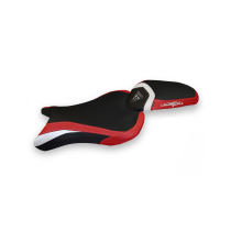 Housse de selle modèle Confort blanche et rouge TAPPEZZERIA - Avec logo brodé - TRIUMPH STREET TRIPLE 2017-22