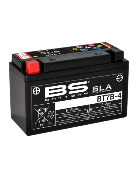 Batterie moto 12v BS YT7B-4/YT7B-BS SLA activée usine