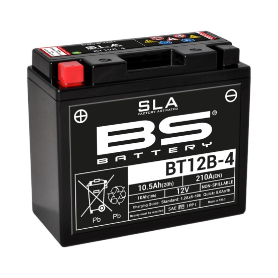 Batterie moto 12v BS YT12B-4 SLA activée usine
