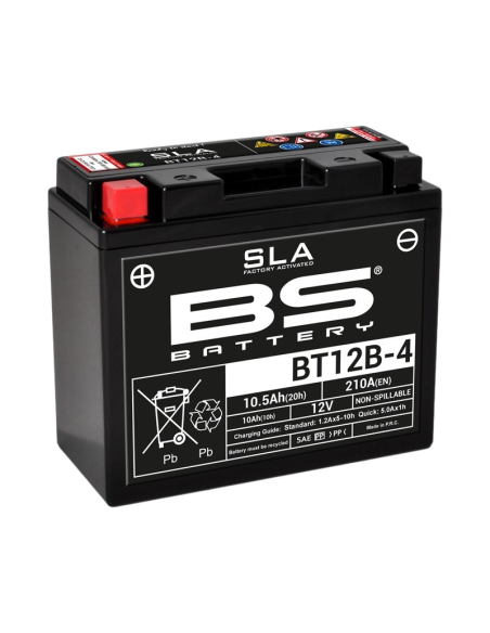 Batterie moto 12v BS YT12B-4 SLA activée usine