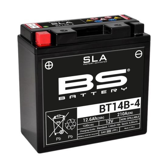 Batterie moto 12v BS YT14B-4 SLA activée usine