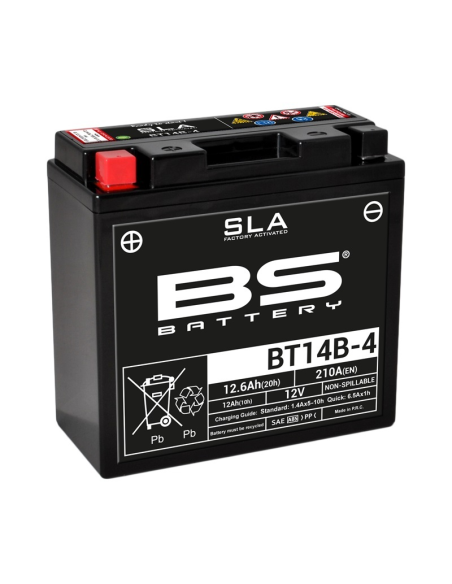 Batterie moto 12v BS YT14B-4 SLA activée usine