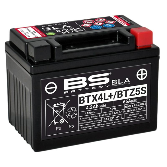 Batterie moto 12v BS YTX4L SLA activée usine
