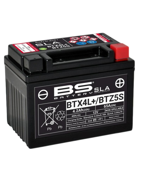Batterie moto 12v BS YTX4L SLA activée usine
