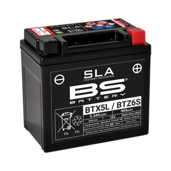Batterie moto 12v BS YTX5L SLA activée usine