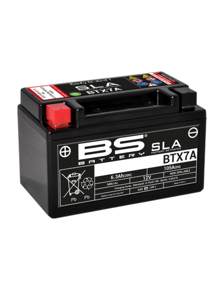 Batterie moto 12v BS YTX7A SLA activée usine