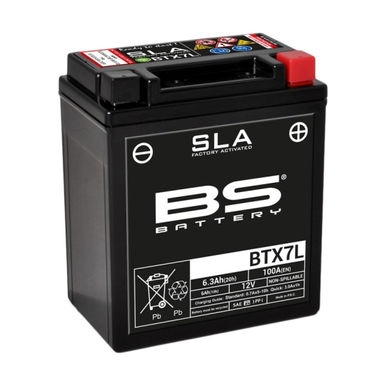 Batterie moto 12v BS YTX7L SLA activée usine