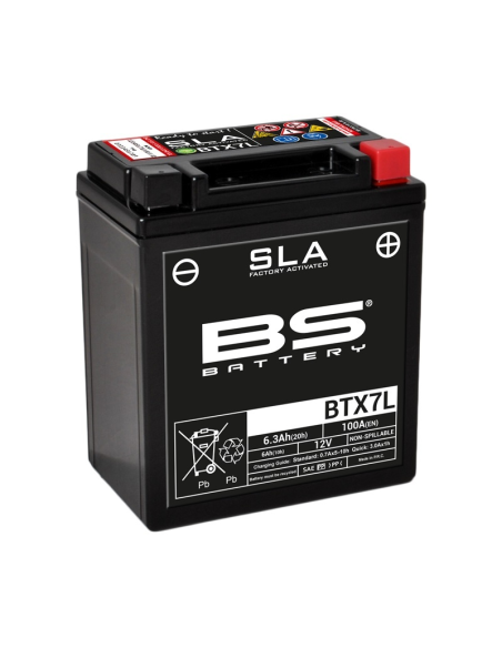Batterie moto 12v BS YTX7L SLA activée usine