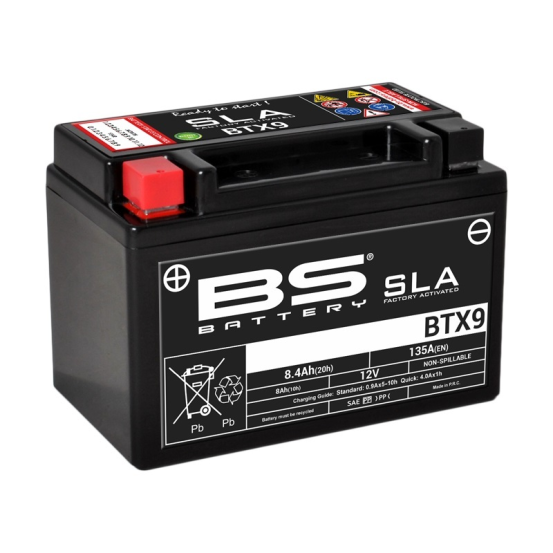 Batterie moto 12v BS YTX9 SLA activée usine