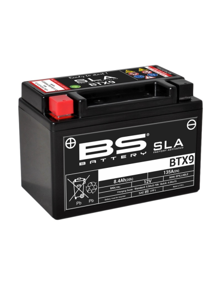 Batterie moto 12v BS YTX9 SLA activée usine
