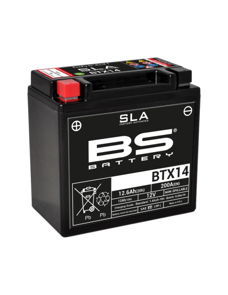 Batterie moto 12v BS YTX14 SLA activée usine