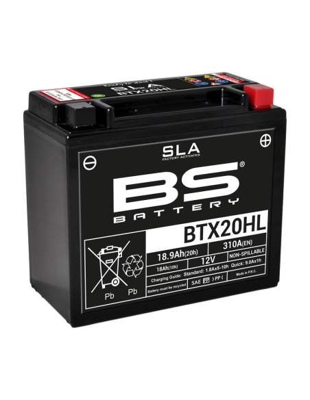 Batterie moto 12v BS YTX20HL SLA activée usine