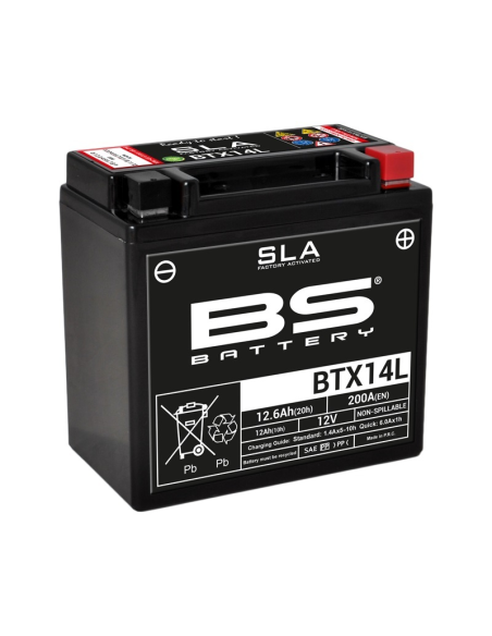 Batterie moto 12v BS YTX14L SLA sans entretien activée usine