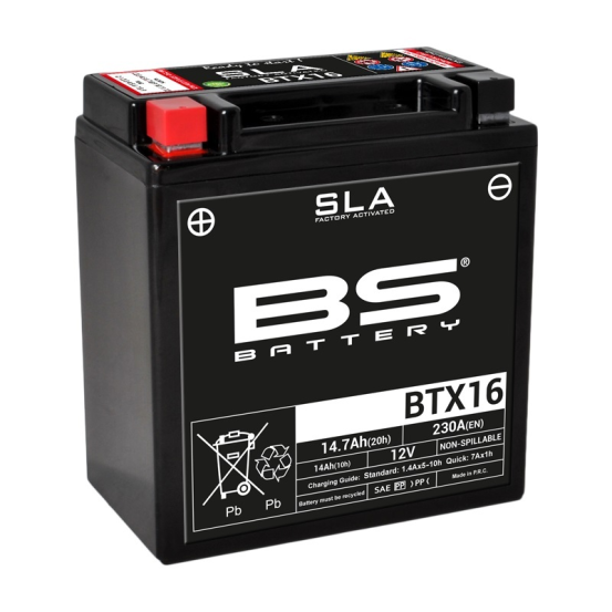Batterie moto 12v BS YTX16 SLA activée usine