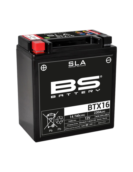 Batterie moto 12v BS YTX16 SLA activée usine