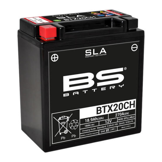 Batterie moto 12v BS YTX20CH SLA activée usine