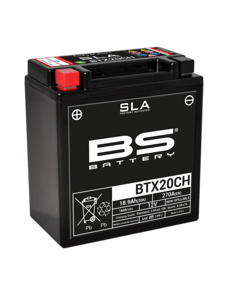 Batterie moto 12v BS YTX20CH SLA activée usine