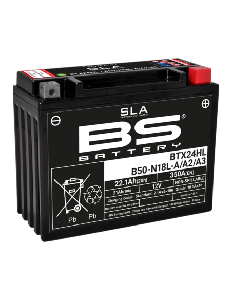 Batterie moto 12v BS BTX24HL/B50-N18L-A/A2/A3 SLA sans entretien activée usine