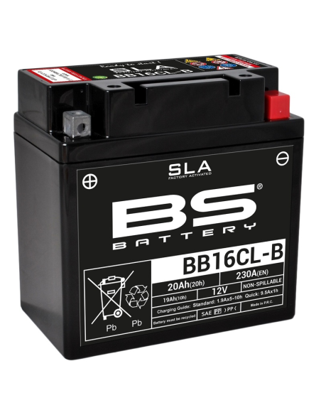 Batterie moto 12v BS YB16CL-B SLA activée usine