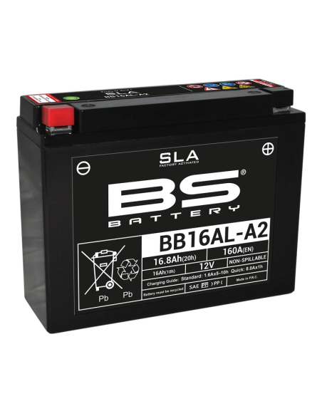 Batterie moto 12v BS YB16AL-A2 SLA activée usine