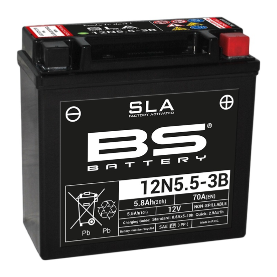 Batterie moto 12v BS 12N5.5-3B SLA activée usine