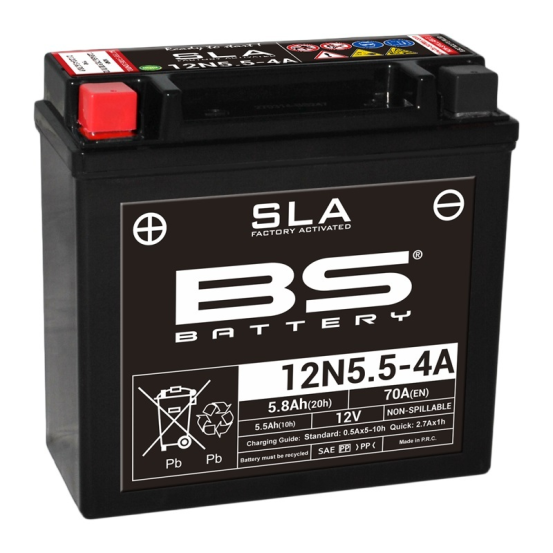 Batterie moto 12v BS 12N5.5-4A SLA activée usine