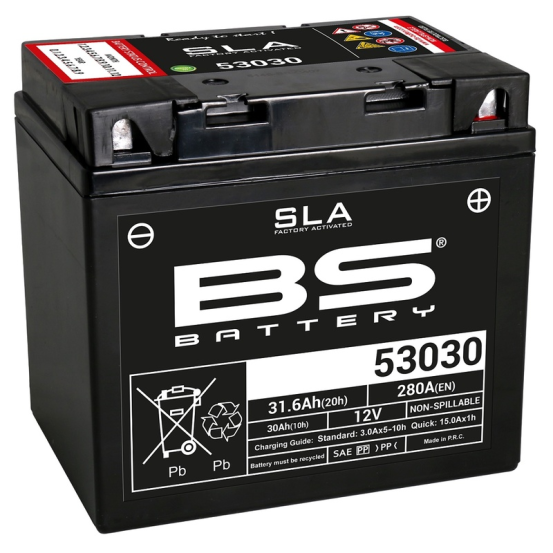 Batterie moto 12v BS SLA sans entretien activée usine - 53030