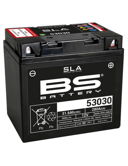 Batterie moto 12v BS SLA sans entretien activée usine - 53030