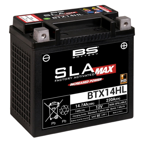 Batterie moto 12v BS BTX14HL SLA Max sans entretien activée usine
