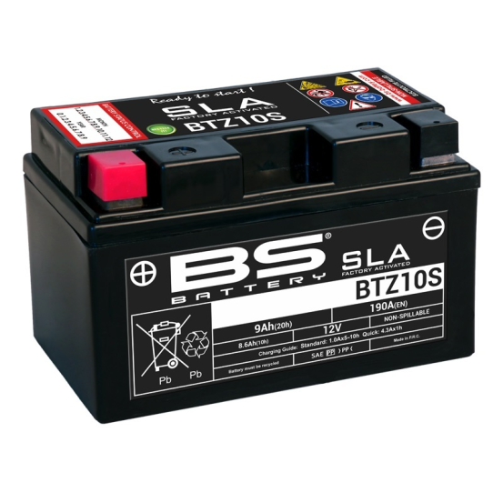 Batterie moto 12v BS YTZ10S SLA activée usine