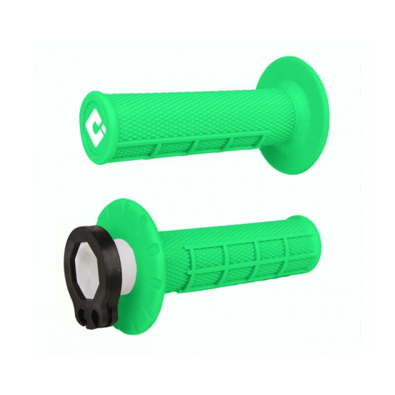 Poignées moto ODI MX V2 Lock-on Half Waffle 2T/4T - Vert Fluo