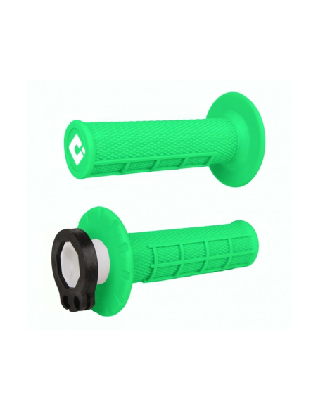 Poignées moto ODI MX V2 Lock-on Half Waffle 2T/4T - Vert Fluo