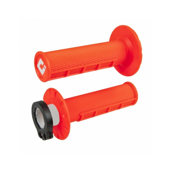 Poignées moto ODI MX V2 Lock-on Half Waffle 2T/4T - Orange Fluo