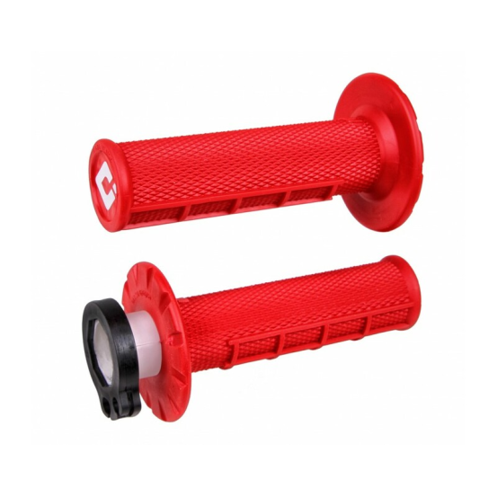 Poignées moto ODI MX V2 Lock-on Half Waffle 2T/4T - Rouge