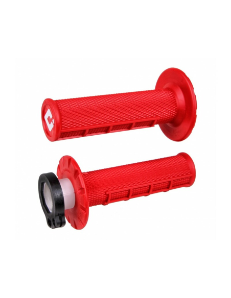 Poignées moto ODI MX V2 Lock-on Half Waffle 2T/4T - Rouge