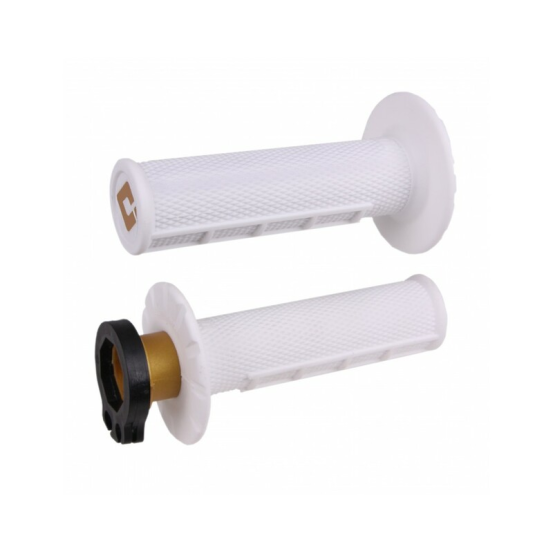 Poignées moto ODI MX V2 Lock-on Half Waffle 2T/4T - Blanc