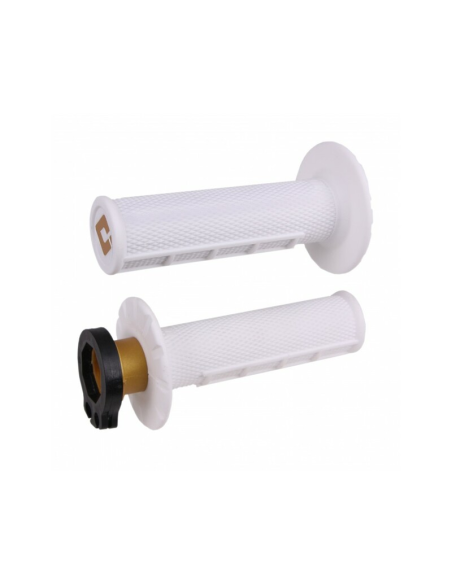 Poignées moto ODI MX V2 Lock-on Half Waffle 2T/4T - Blanc