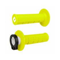 Poignées moto ODI MX V2 Lock-on Half Waffle 2T/4T - Jaune Fluo