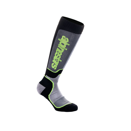 Chaussettes cross Alpinestars MX Plus - Noir Gris Jaune Fluo