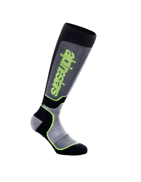 Chaussettes cross Alpinestars MX Plus - Noir Gris Jaune Fluo