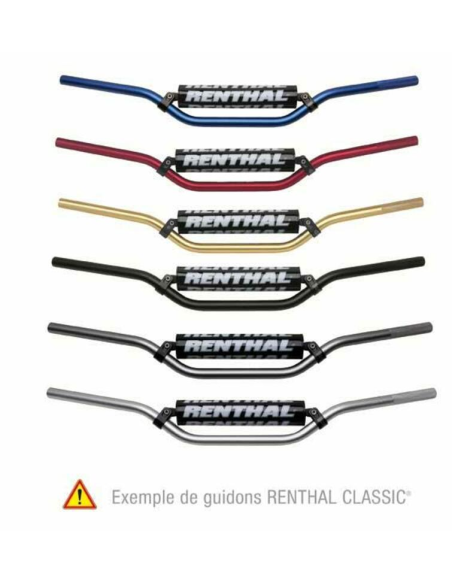 Guidon RENTHAL CLASSIC Ø 22.2 mm Cross/enduro bas T4 Noir