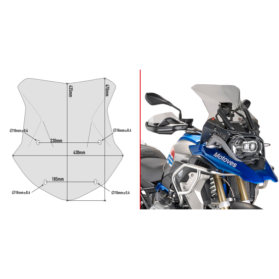 Bulle Givi 5124D BMW R 1200 GS 2013-2024 - Fumé