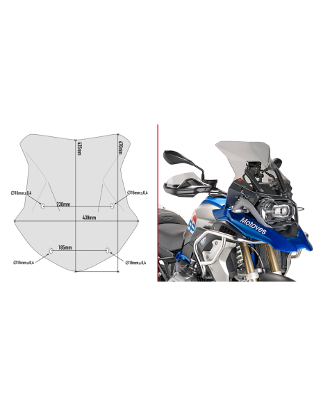 Bulle Givi 5124D BMW R 1200 GS 2013-2024 - Fumé