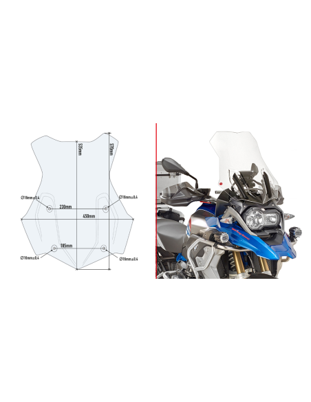 Bulle Givi 5124DT BMW R 1200 GS 2013-2024 - Incolore