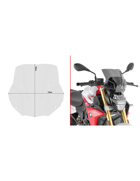 Bulle Givi 5139S BMW F 900 R 2020-2026 - Fumé
